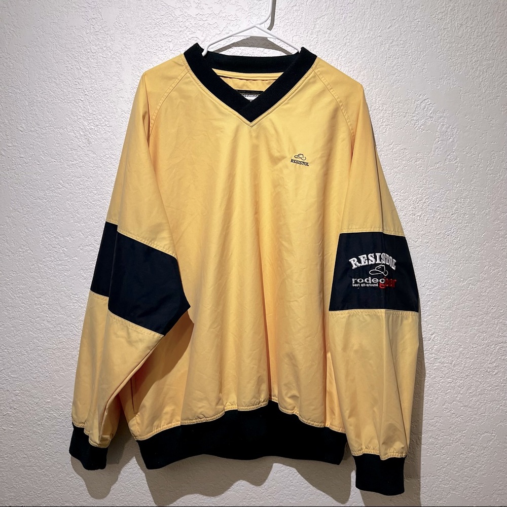Resistol Rodeo Gear Pullover Shirt Jacket L Large Yellow Blue Cowboy Vintage